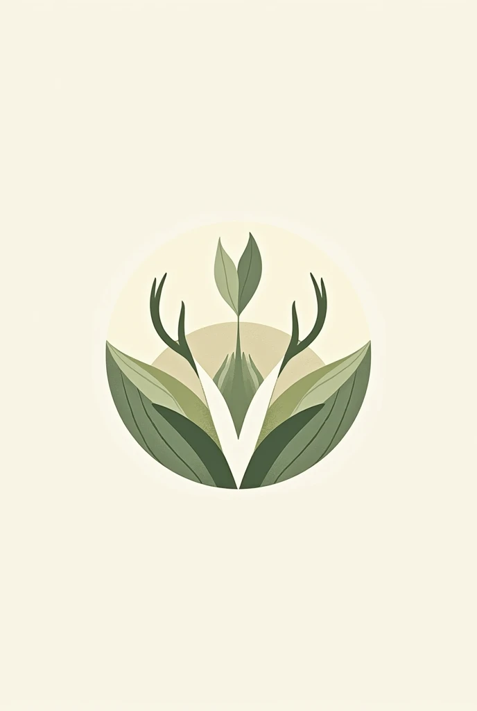 help me create a stylish logo: modern colors: Unripe, offwhite(colors that refer to agriculture)
elements: Vee, cabeça de Vee,antler(something related to agriculture)
texto: AGRICULTURE format: circular 
