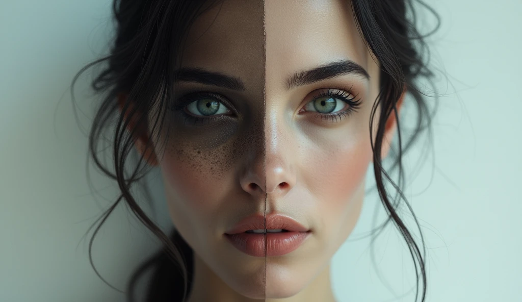 perfect realistic two faced woman 8k