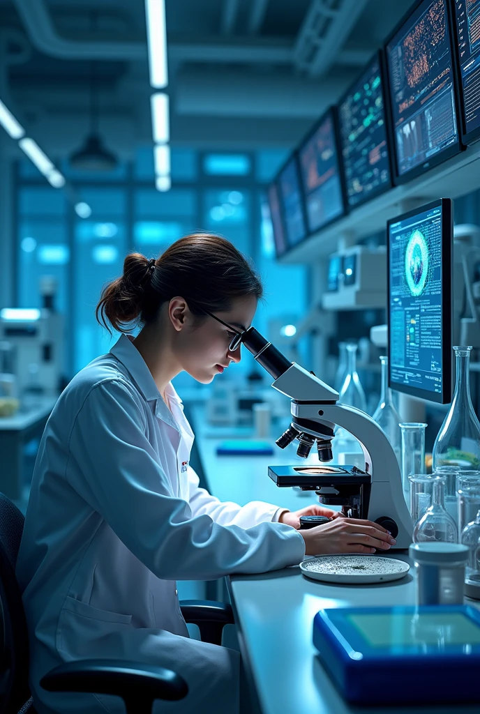 Create an image about biomedicine with a focus on clinical analysis and microbiology