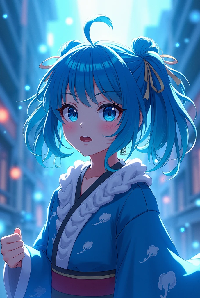 Chica anime kimetsu no yaiba azul
