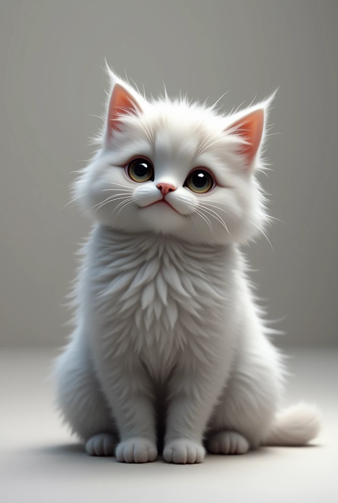 small cat with long hair and uniform gray color