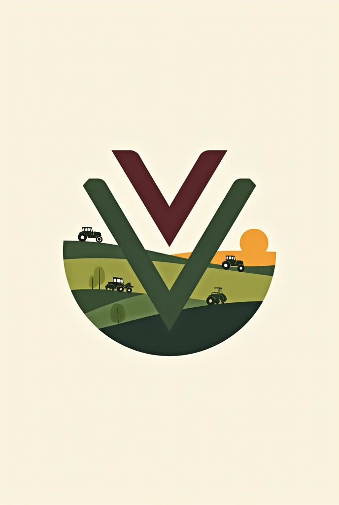 help me create a stylish logo: modern colors: Unripe, maroon (colors that refer to agriculture)
elements: Vee,tractors(something related to agriculture)
texto: AGRICULTURE format: circular