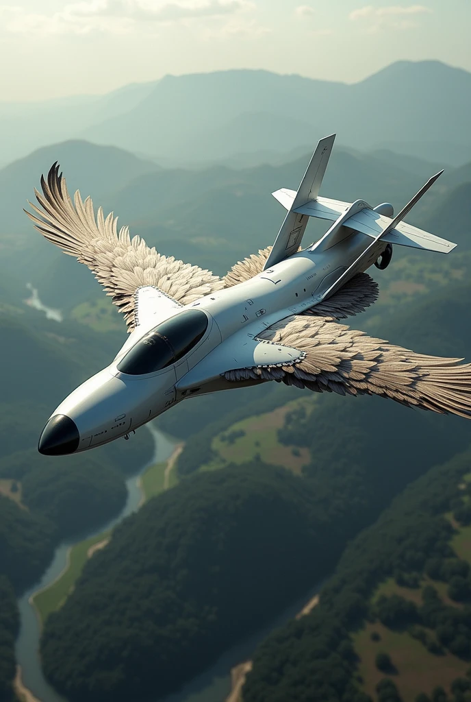 Airplane with bird wings