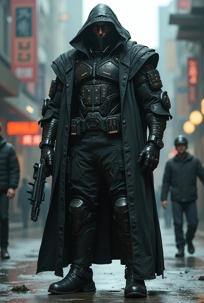Body man definition big cyber body dark and worn clothes