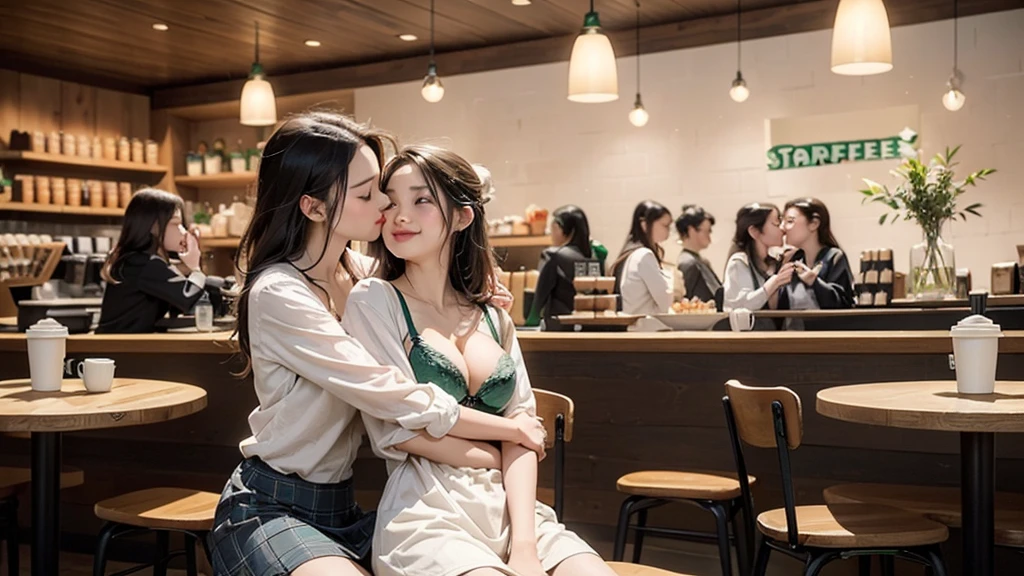 (((((((((Women hugging and kissing)))))))))
(((((((Emphasize cleavage)))))))
((((((((I see a red bra))))))))
(((((((((Four Women)))))))))
((White skin))
8k、RAW Photos、Highest quality、Super detailed、Super Resolution、Ultra HD、8k wallpaper、Amazing details
((White blazer uniform ((White blouse with formal collar, Blue Blazer, Red Check Skirt, Red checkered ribbon on blouse)), Complete limbs, Full Finger, ))

(((((((Inside the Starbucks store、 girl)))))))、((((((Sit down and eat cake、Drink coffee、smile))))))、((Heart Necklace))




Modern and sleek design：Interior design using natural materials、Many of the designs are warm and made using wood and metal.。
Large windows：自然光をたっぷり取り入れるためのLarge windowsがあり、Providing a bright and open space。
Green Interior：Potted plants are effectively placed、It creates a relaxing atmosphere。
artwork：Works by local artists、Starbucks-related art on display。
Cozy seating：Cushioned chairs and sofas、Bar sheet etc.、A variety of seating options available。
Open kitchen area：Being able to see how drinks and food are made、We provide peace of mind and transparency。
Unique lighting：Antique lamps and chandeliers、Modern lighting fixtures are used。
Comfortable background music：Relaxing music is playing、A comfortable space is provided。
Free Wi-Fi and charging spots：Many tables are equipped with power outlets.、Convenient for work and study。
Customizable menus：Menus are provided that can be customized according to customer preferences。
Use of sustainable materials：Eco-friendly recycled materials and sustainable wood are used。
Wide々Table space：一人でもグループでも使いやすいWide々There is a table with。
Community Table：There is a large table where you can socialize with other customers.。
Seasonal decorations：The decorations are themed according to the season.。
Digital Order System：スマホやタブレットから注文できるDigital Order Systemが導入されています。
Design with a local feel：The design incorporates the local culture and characteristics.。
Fragrance production：コーヒーの香りが店内にWideがり、A space that satisfies the five senses has been created.。
Conversation with a barista：フレンドリーなConversation with a baristaが楽しめるカウンターエリアがあります。




8k、RAW Photos、Highest quality、masterpiece:1.2、Super detailed、Super Resolution、Ultra HD、8k wallpaper、Amazing details、Photorealistic:1.4、Having fun by the water、Full Body Shot、Full body photo、High-resolution RAW color photos、Professional photos、A scene full of emotion、Very detailed and beautiful、Ultra HD、8k wallpaper、Amazing details、Huge file sizes、extremely detailed beautiful、Highly detailed face Highly detailed eyes、Extremely realistic skin、 Highly detailed fingers, Highly detailed nose, Highly detailed mouth, Perfect Anatomy, Highly detailed background, Highly detailed clothing, Teen, cute, Famous Japanese Idols, cute, Realistic body, Slender, White skin, Glowing Skin, Slim body, Realistic Face, Delicate eyes, double eyelid, 
