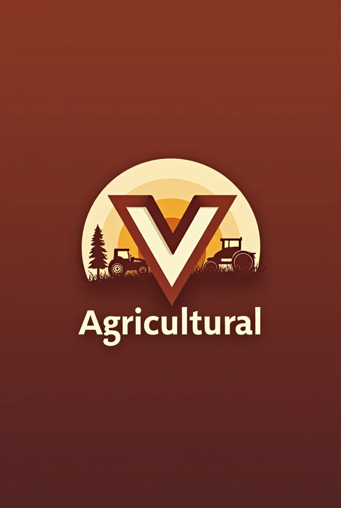 help me create a stylish logo: modern colors: Unripe, maroon (colors that refer to agriculture)
elements: Vee,tractors(something related to agriculture)
texto: Agricultural
formato: CIRCULAR remove this "in" and write "Agricultural"