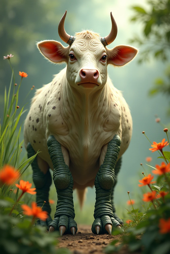Cow with alligator legs 