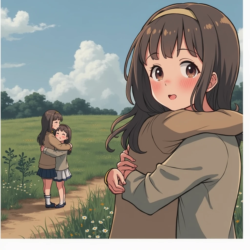 Two girls hugging