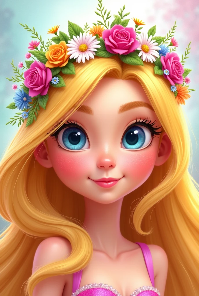 Star from Star versus the forces of evil wearing a flower crown