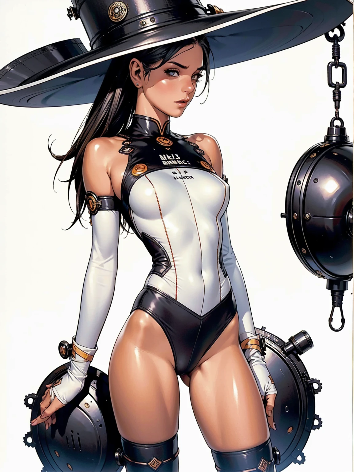 (((Annie Lennox))), ((( BLACK AND RED nano suit ))), (((bandaged arms))), (((MMA fighter OF THE FUTURE))), ((high collar)), (((Quorra))), (((best qualityer: 1.4))), (Unbeatable masterpiece), (hiper HD),(CG 8k hyper-realistic), (((brave face))), (((breasts big))), (((hyper feminine))), sexly girl,(black bob hair)), ((( sculptural body ))), (((1 Kizi))), Kizi cibernética de 25 anos com perfectbody,,Beautiful and well-groomed face,muscular body:1.2,solid color detailed jacket, (Head to thigh photos), Complex equipment, green dark,Long pants,Tight clothes are dark,With white stars and off-white stripes,,,,,Armor Metal Electronic Parts, Poison tattoos ) INFO, Kizi, (((standing alone))), pirralha violent, ((())), sexly, pose de atitude, work of art, post-apocalypse, (((manga style))), bounty hunter, violent, Manic, the way you want, slenderbody, thin but strong, perfectbody, roupa moderna, advanced technology, neon, sleeves with vertical striped pattern, neutral background, (( cowboy shot )). intricate visual
