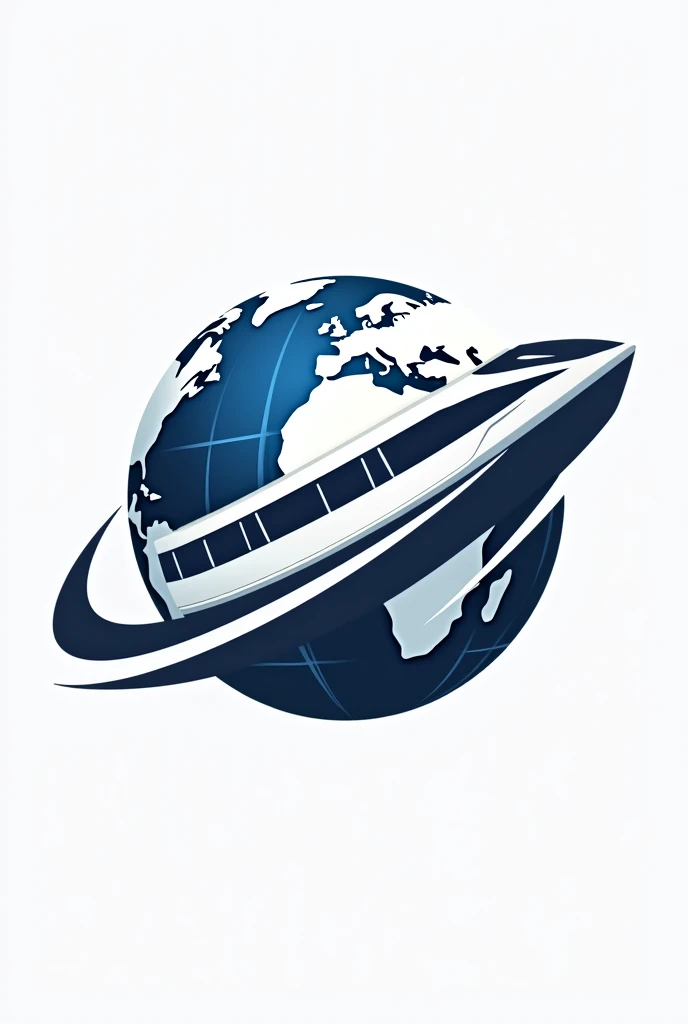 Un logo con un ferrocarril y un 🚂 girando por el planeta tierra
