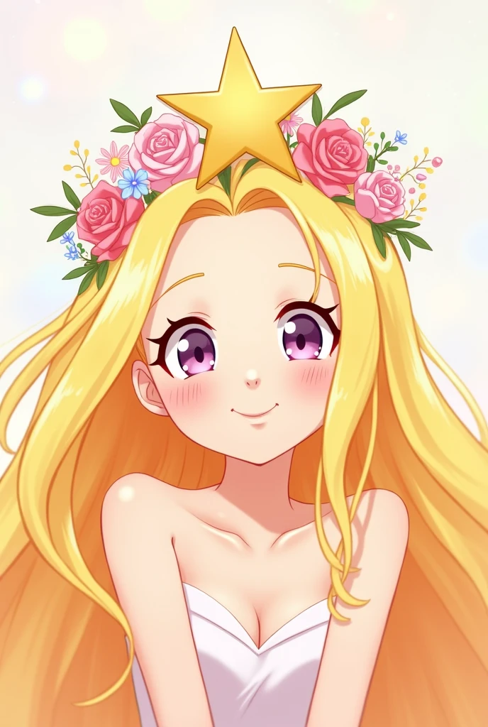 Star from Star versus the forces of evil wearing a flower crown anime version