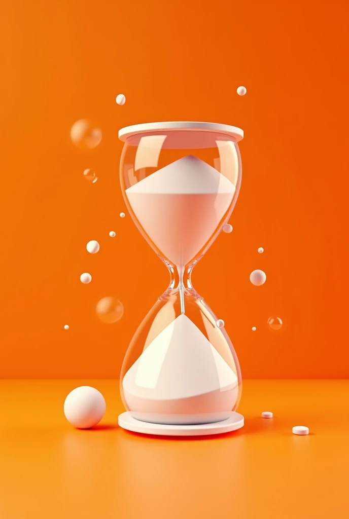 uma ampulheta, representing time and the importance of living with purpose.
 Orange background with white hourglass and white details 