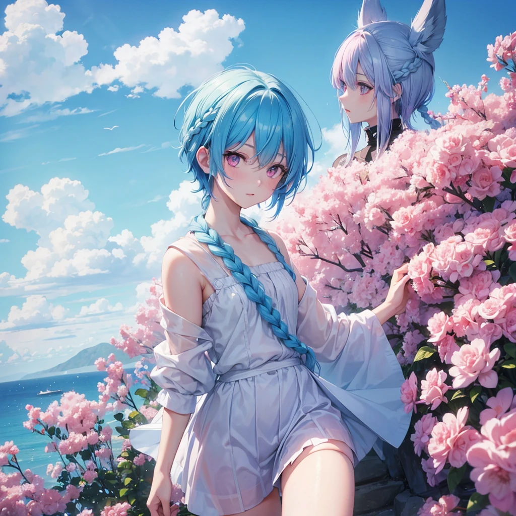 (Sky blue hair),(Braided short hair), (Pink Eyes),Fair skin) ,(whole body),(one person&#39;s),(Embarrassed),(The background is a school classroom),(Heart lettering on a blackboard),(Heart-shaped chocolate),(Hand it forward with both hands),(Sailor suit),(valentine&#39;s day),(masterpiece, Highest quality, Very detailed, Best Shadow), (Detailed Background), (Beautifully detailed face), High Contrast, (Best lighting, Very delicate and beautiful), ((Cinematic Light)), Hyper Detail,8k, Dramatic Light, Intricate details,High quality