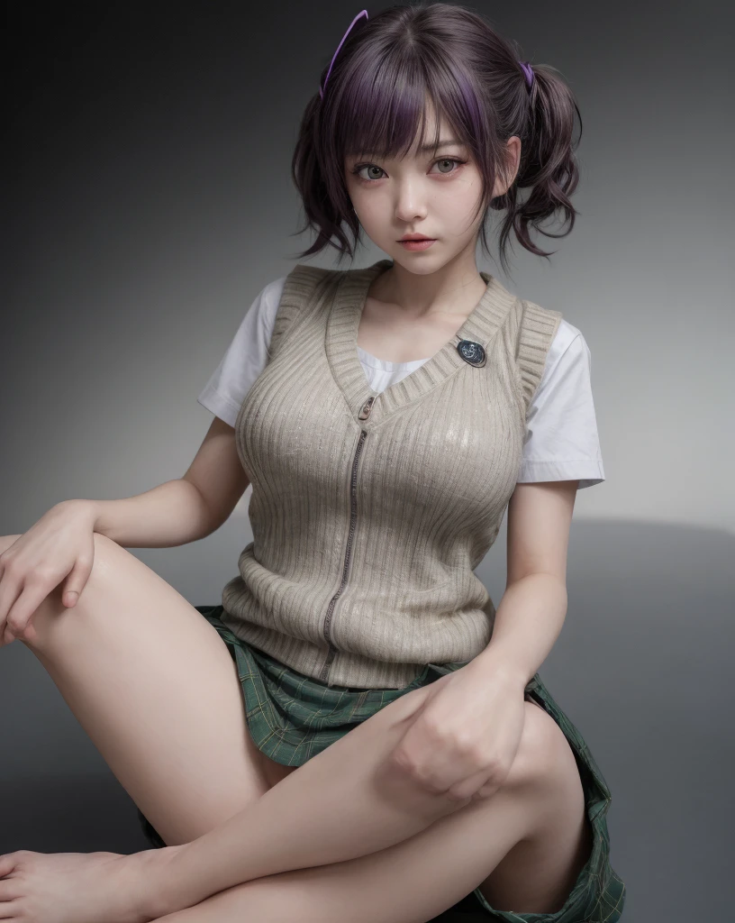 1girl, solo, portrait, simple background, dark theme, makeup, blush, detailed eyes, midriff, (abs:1.1), underboob, cleavage, sharp focus,, fake breasts,, bokeh, microscopic, transparent background, Sitting down with legs crossed, shredded, upper body, (villain pose), (69), (joyous), (((kilt))), virtual youtuber artist, watson amana, yu-ga-oh genshin impact, zzzzmao no tsueha, zipper pull tabard, zoom layer, zunusoku nakano mikuji, yellow pupils, yellow theme, zuzi yanagi kagura, zizumiya konata tsuyuuri zukeriiyouko vocaloid, ziroromo rinzoromori, zombie mogami tensei shitara shoujo toki revadance, zurui vtubercraft medium, zombie mogamoto vocaloid, zipper pull tabard, lips, looking at viewer, neck ribbon, open mouth, parted bangs, purple sweater vest, red ribbon, rebecca zurui project sekai, revision, (ribbed sweater vest:1.29), sidelocks hentaki himawari's , smiley face meme attire, solo focus, starry hair ornamentals, sweatdrop, swept bangles, tassel, tsurime, white background