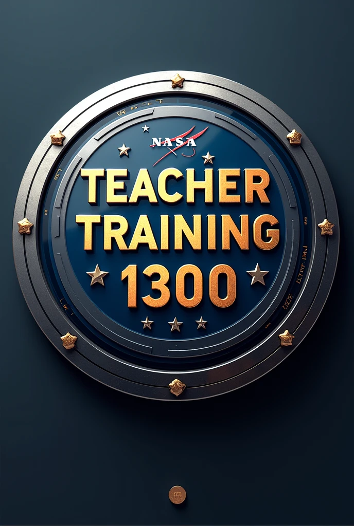 create an image of a NASA badge where it should say teacher training 1300 all decorated