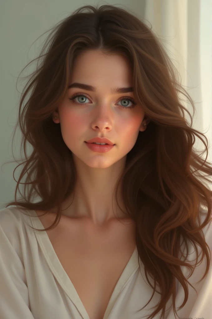 create a woman named maya, with brown hair and blue eyes