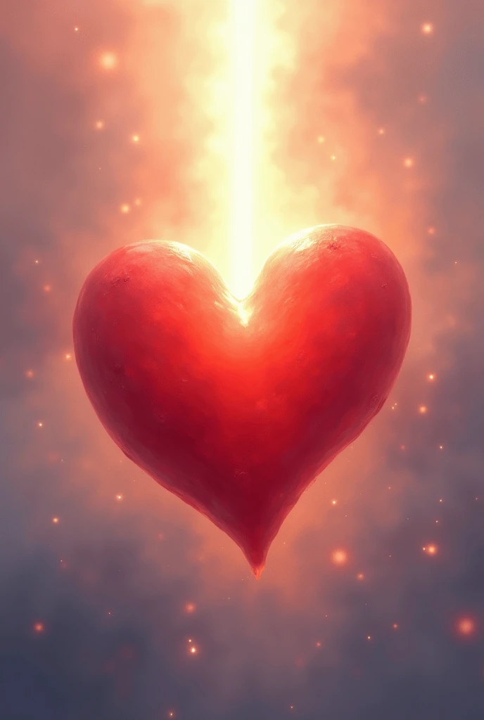 A heart with a ray of light coming out of the center, representing love, Faith and Motivation.
colors: Background in soft tones (like light pink or blue) with the heart in red or orange and the light in white..