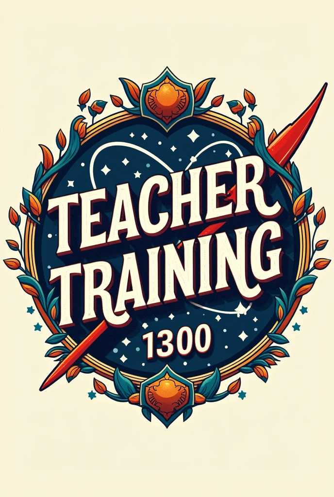 create an image of a NASA badge where it should say TEACHER TRAINING 1300, all decorated in Portuguese