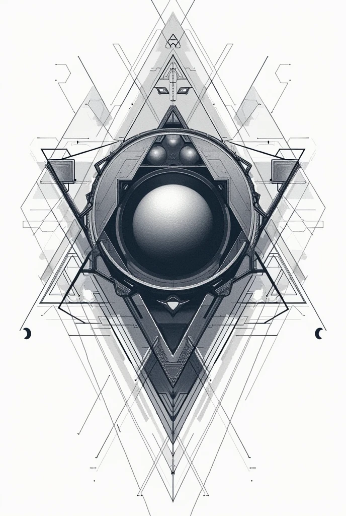 T-shirt design with geometric patterns, science fantasy art, illustration style, best quality images