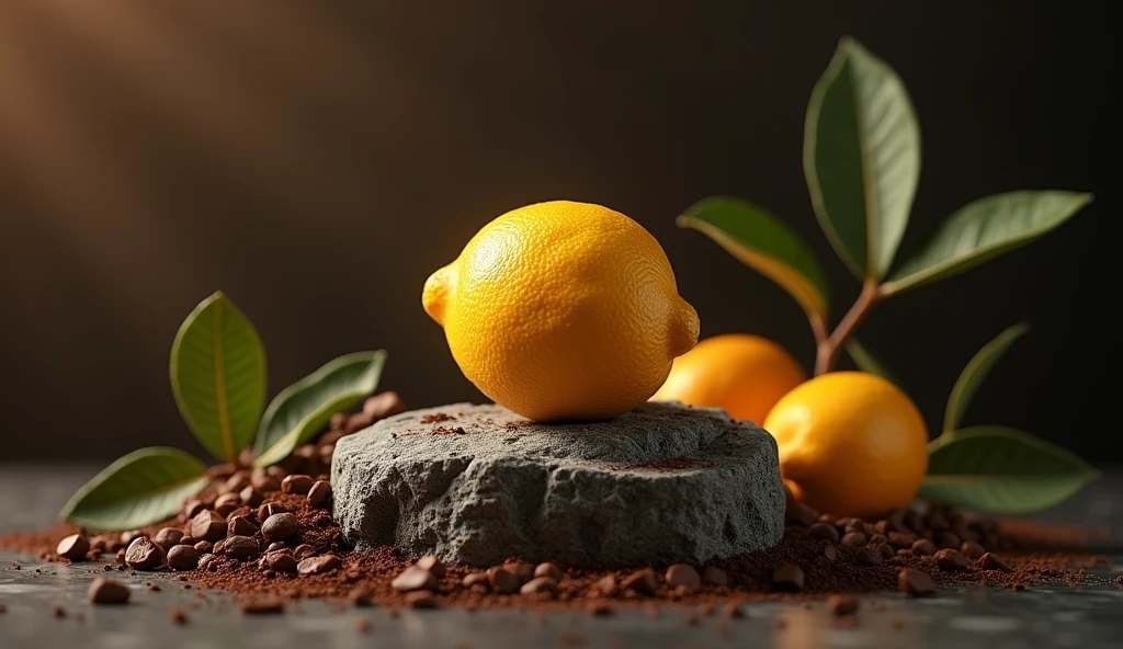 on a base rock and bergamot on top, patchouli and chocolate behind with dark light