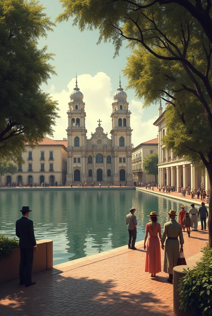 Has a bacata in the 1930s still on the lake with buildings from that time  
