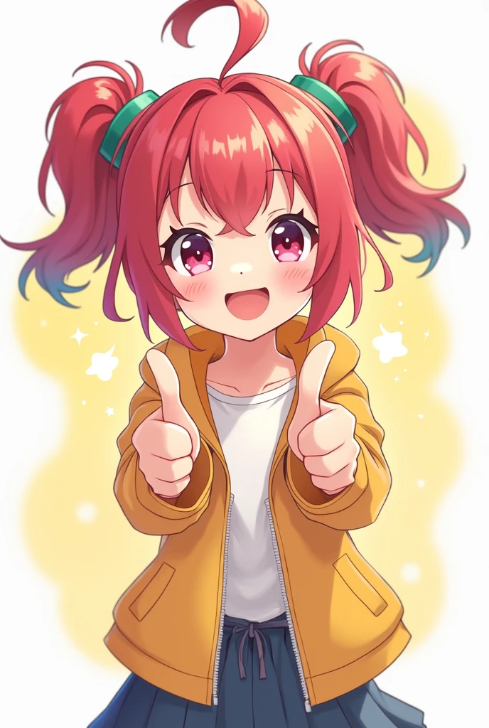 Smiling anime character giving a man a thumbs up
