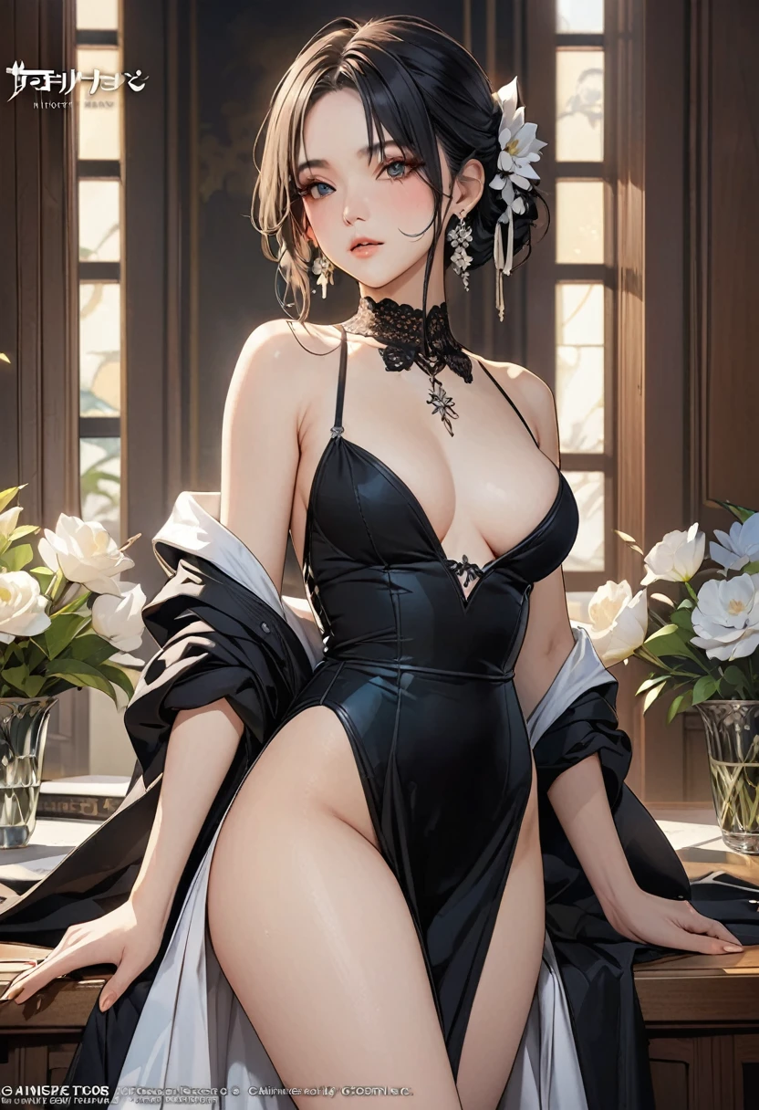 (masterpiece, Highest quality, Highest quality, Official Art, Beauty and aesthetics: 1.2), (one person's: 1.3), (Fractal Art: 1.3), bright aqua blue eyes, Medium hair with tassels, Nude midpart