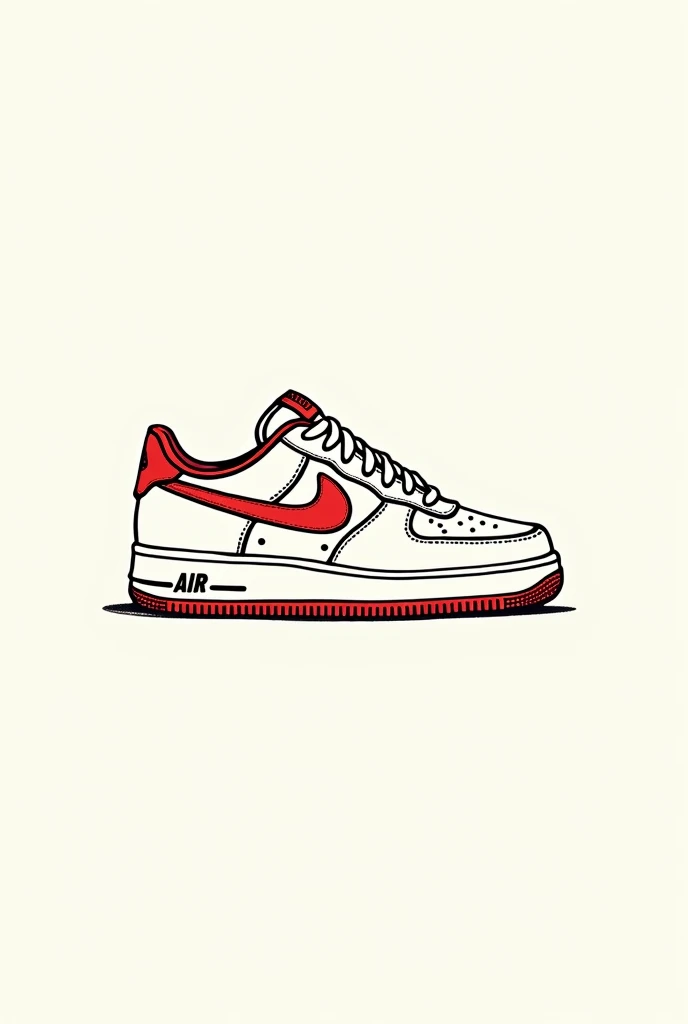 Create logo for instagram profile.
The profile is an online store.
The elements of the logo are as follows...
center image: Tenis air force low retro branco/rot.
Image in drawing form.
blank image background.