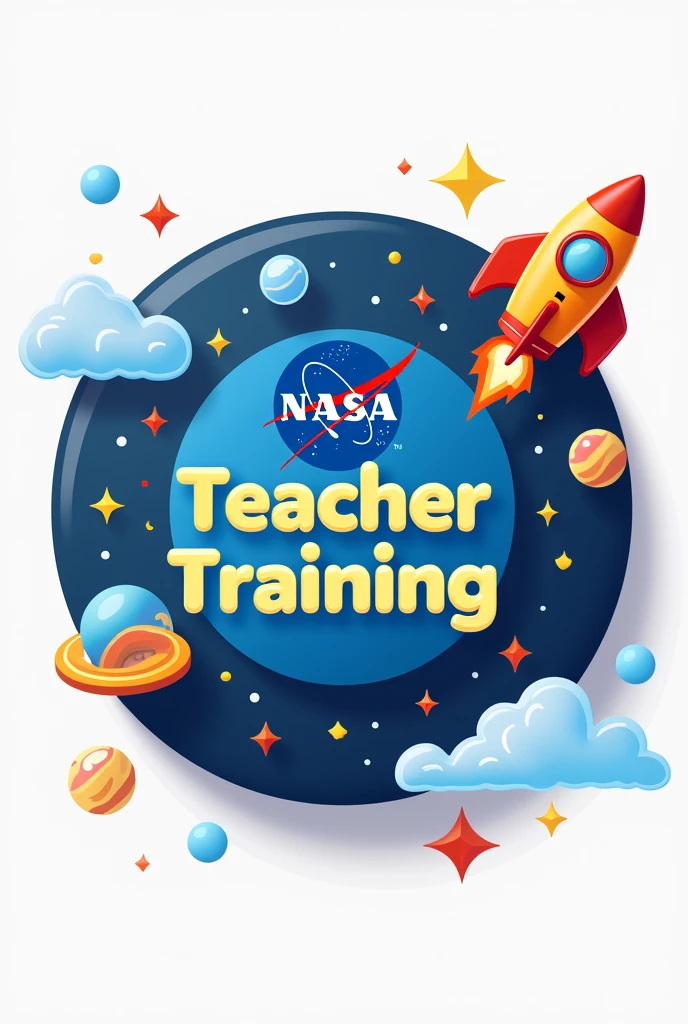 create a picture of a NASA badge for kids that says teacher training in Portuguese 1300