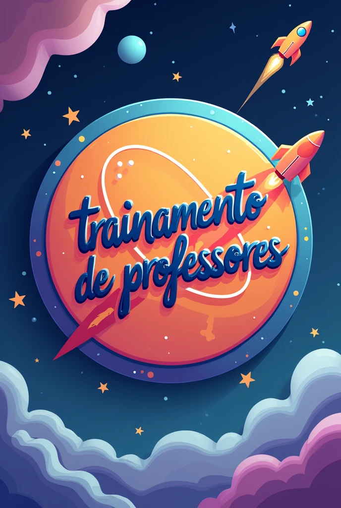 create a picture of a NASA badge for kids that says teacher training in Portuguese 1300