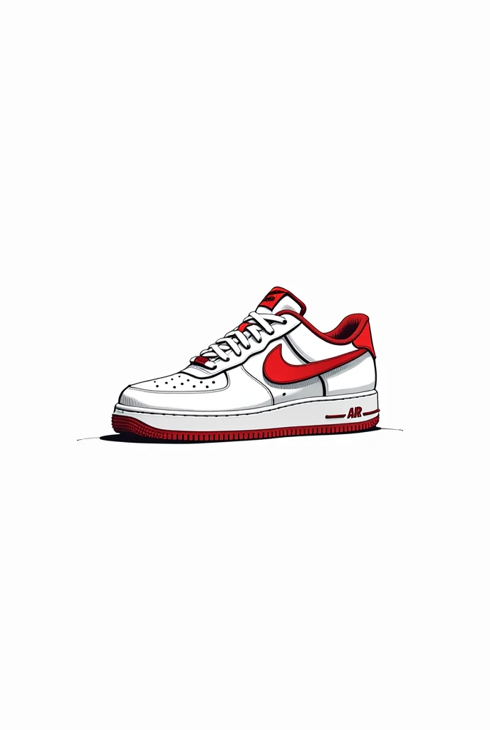 Create logo for instagram profile.
The profile is an online store.
The elements of the logo are as follows...
center image: Tenis air force low retro branco/rot.
Image in drawing form.
blank image background.
Show more tennis details.
Make the image background really white.