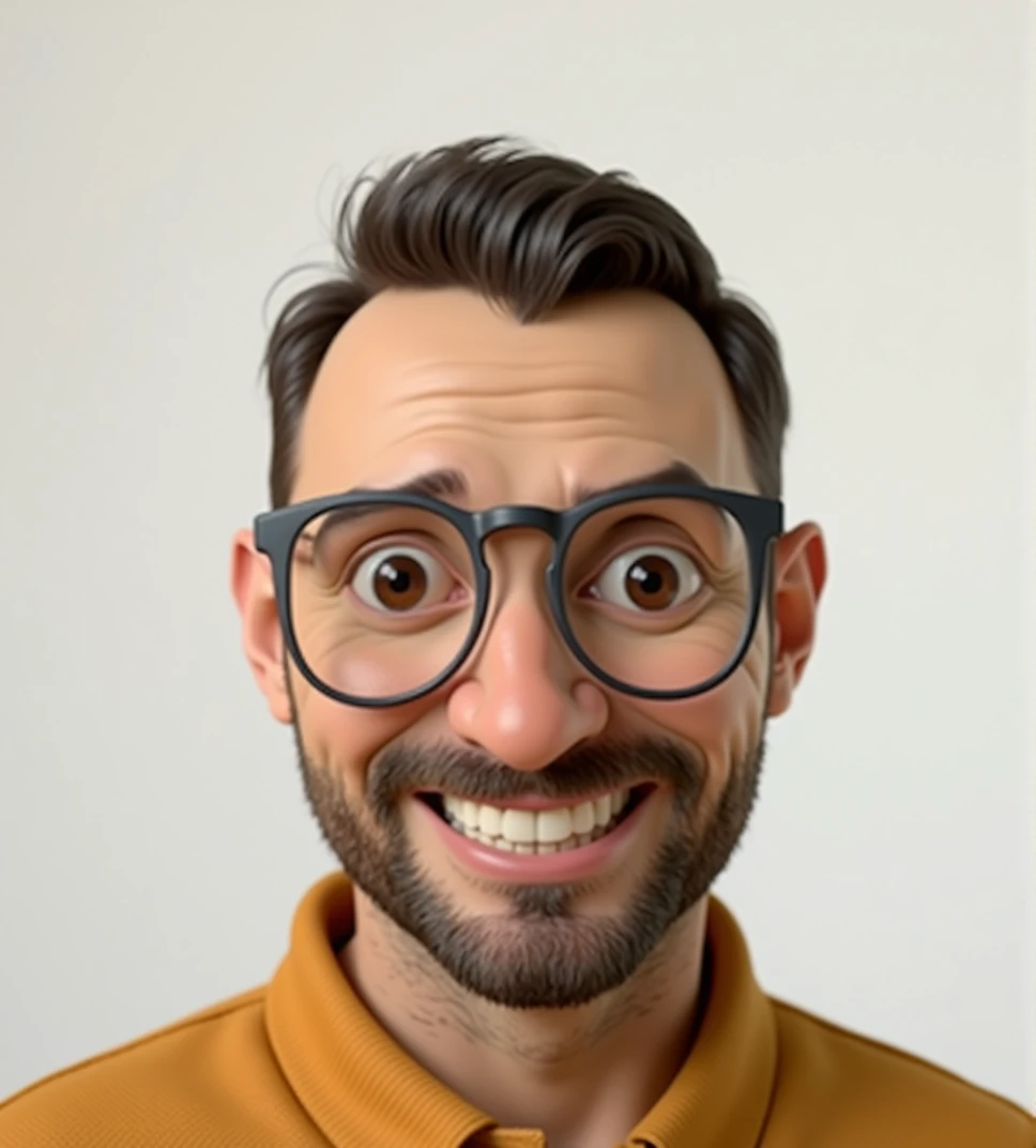 Cartoon character of a man in black glasses and blue shirt, animation character, stylized character, animation style rendering, 3d stylized, Arnold Maya rendering, Stylized 3D rendering, toon render screenshot, 3d character, 3d character, Stylized 3D rendering, 3D character rendering, cartoon character, Personagem de close up, character posing, (Pixar-style) (master part:1.2) (bokeh) (best qualityer) (skin detailed) (detailed texture) (8k) (Argilla) (cinematic lighting) (sharp focus