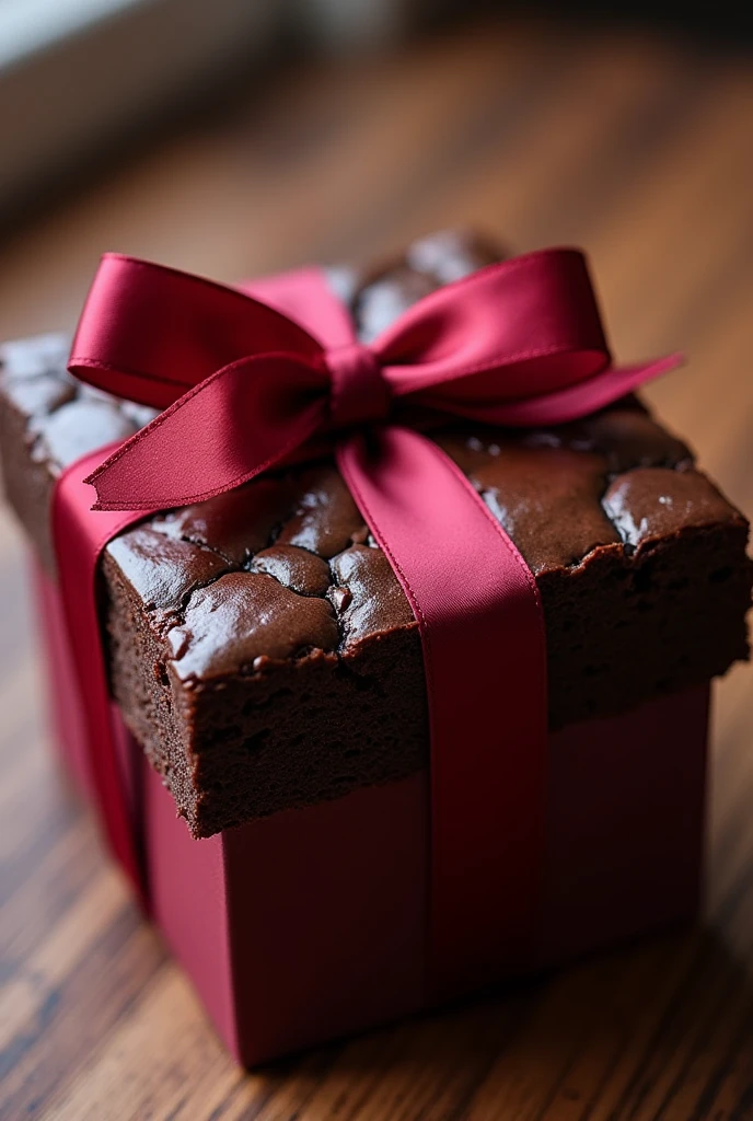 A box of brownies with a bow on the outside, decorated