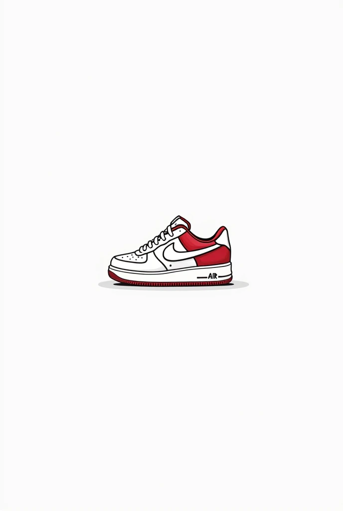 Create logo for instagram profile.
The profile is an online store.
The elements of the logo are as follows...
center image: Tenis air force low retro branco/rot.
Image in drawing form.
blank image background.
Show more tennis details.
Make the image background really white.
Make the sneakers bigger in the logo.