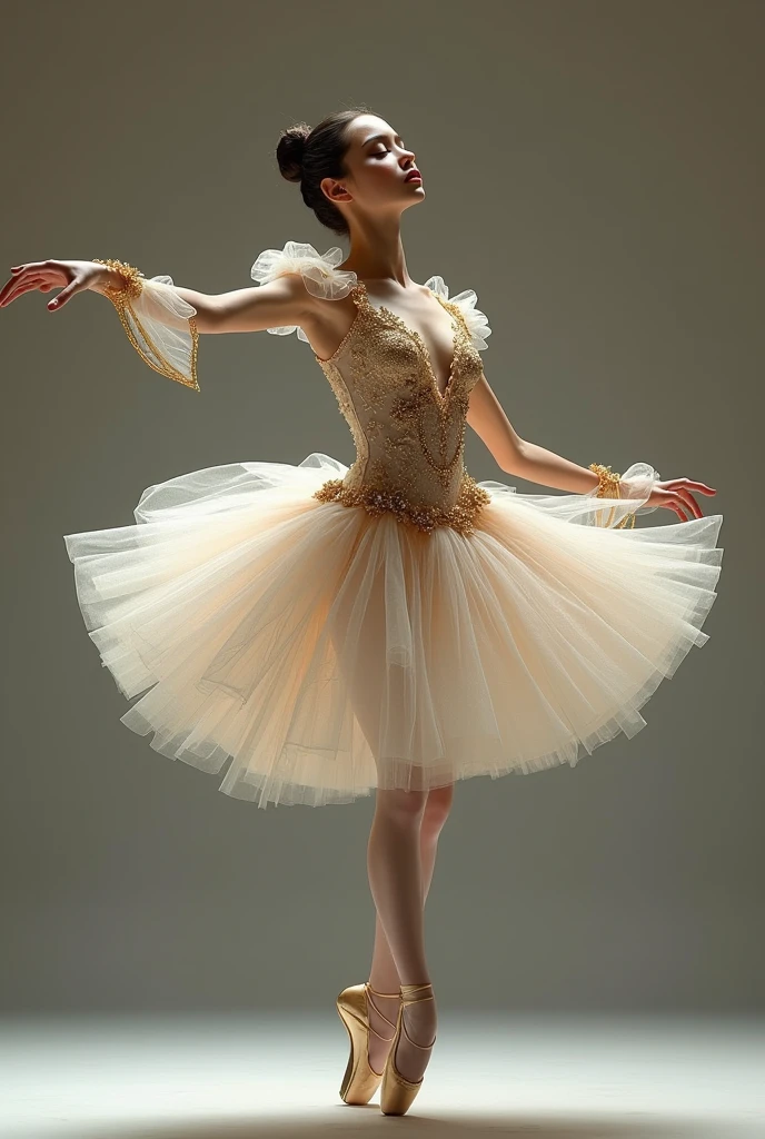 Ballerina with classical ballet pose luxurious costume
