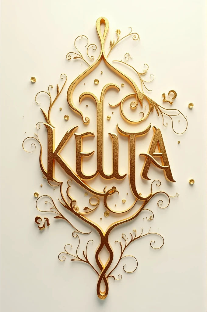 Word KELITA in gold and with calligraphy 