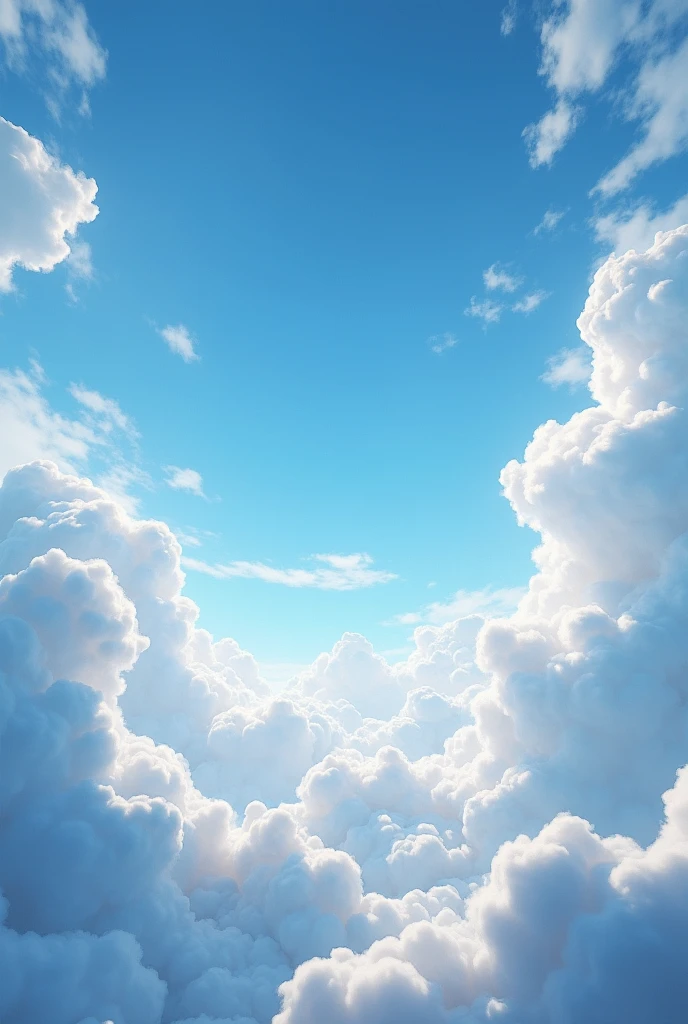 A very blue sky with lots of fluffy clouds The clouds should rotate around the center of the image The clouds should rotate around the center of the image and be a bit spread out To make the clouds look more realistic