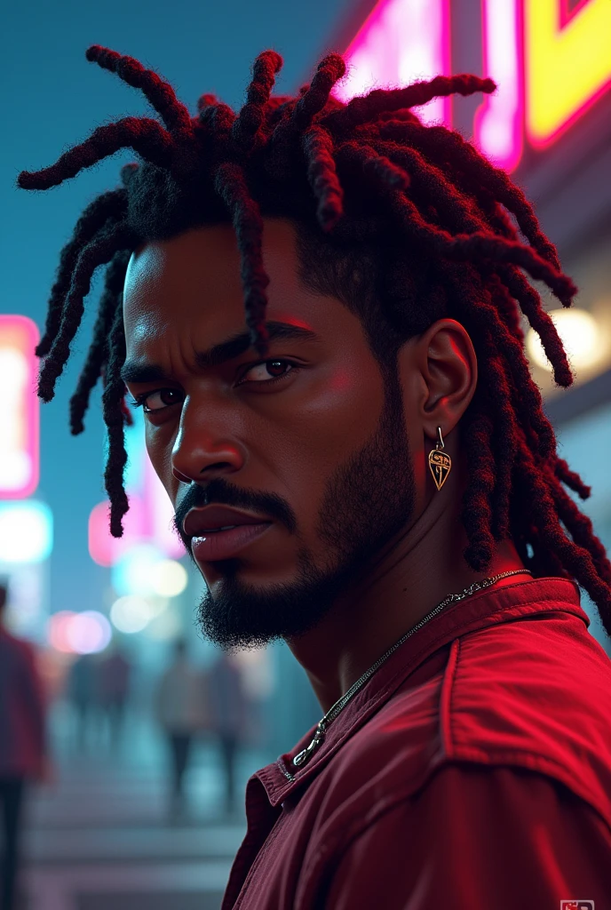 A man with a rasta haircut without a beard. In GTA V mode
