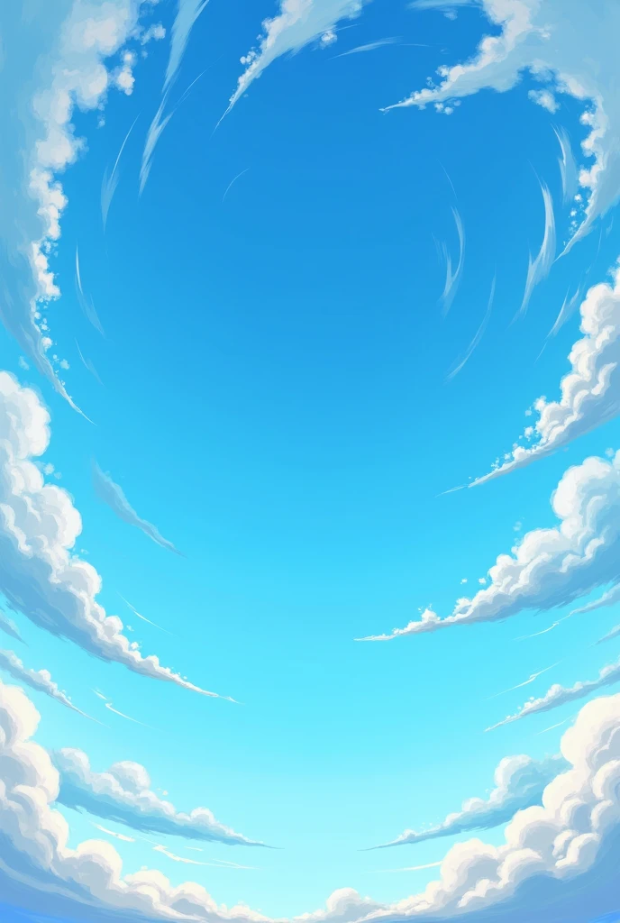 A very blue sky with lots of fluffy clouds The clouds should rotate around the center of the image The clouds should rotate around the center of the image and be a bit scattered The clouds should look more realistic I need the perspective to be like a person looking at the sky lying on the floor