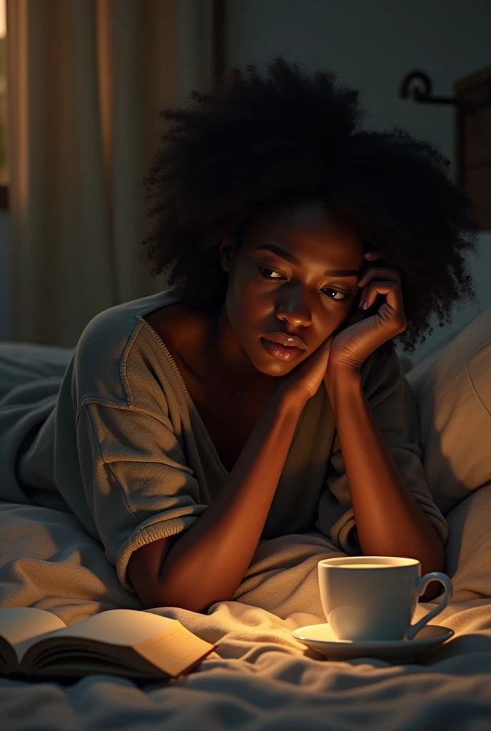 Beautiful black women feeling sad at home