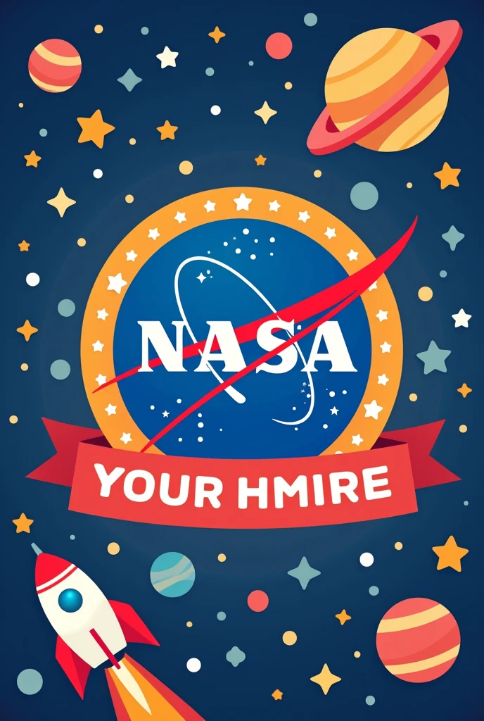 create a NASA badge image for kids, where they can put their little name