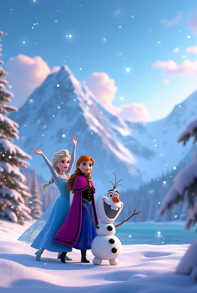 Frozen Anna Elsa and Olaf animated background celebrating