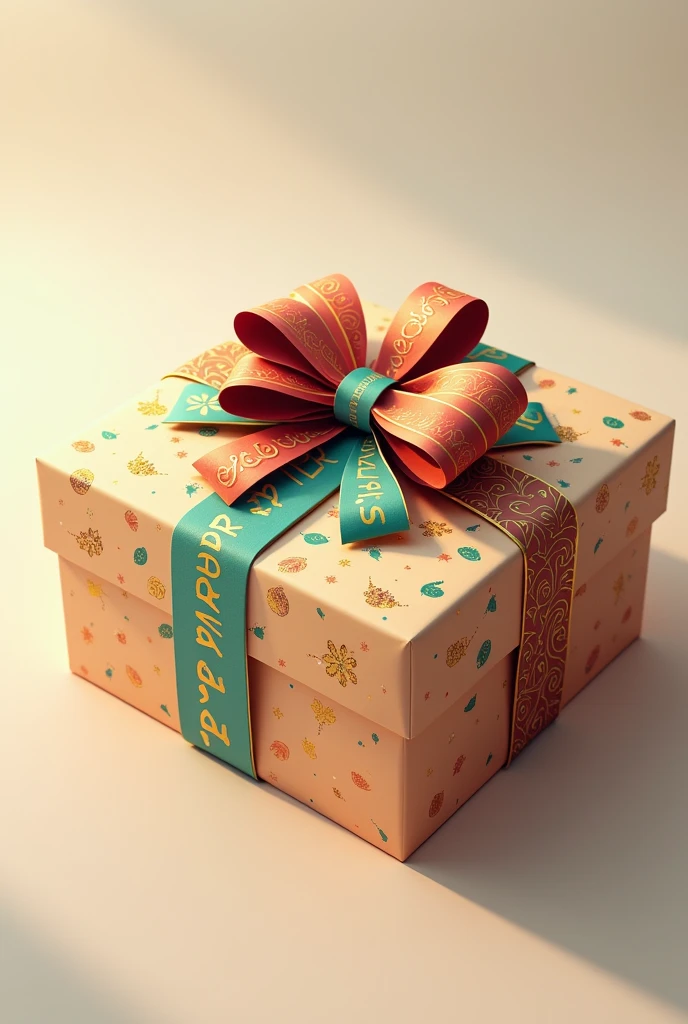 A box of 6 brownies with a bow on the outside, decorated for birthday, the box with that design