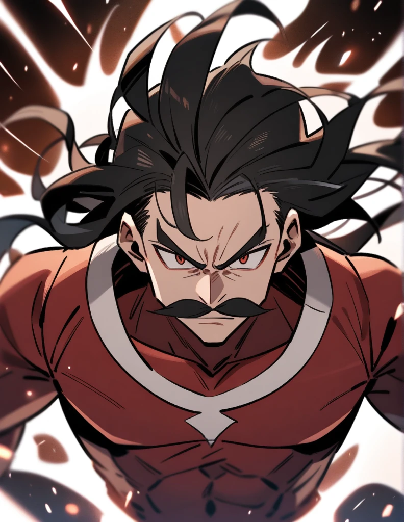 strong young man, With omni man mustache , fundo cinza, facing the front, serious look,

