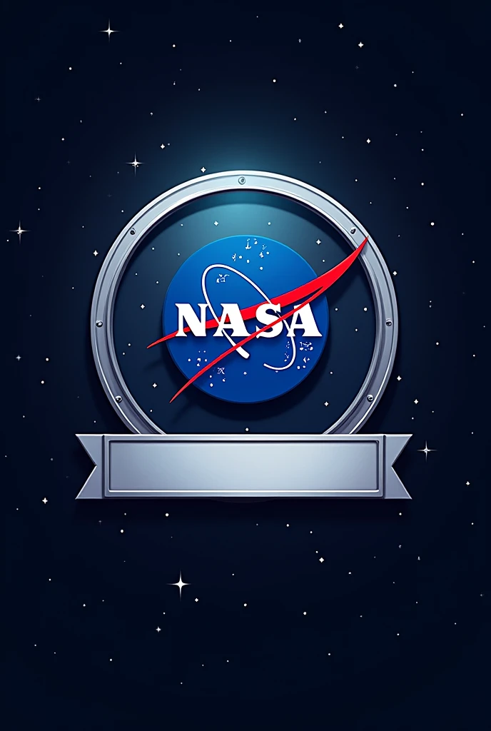 create an image of a NASA badge where there is a space for children to write their name