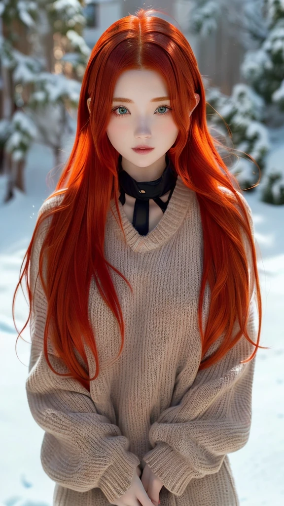 Woman with red hair and sweater posing in the snow, flowing Redhead, Redheadの, orange skin and long fiery hair, Redhead, Redhead, Redhead and fur, Redheadのウェーブヘア, wild Redhead, long Redhead, Redheadの女性, She has long reddish-orange hair, Redheadの少女, Long Orange Hair, long shiny red hair