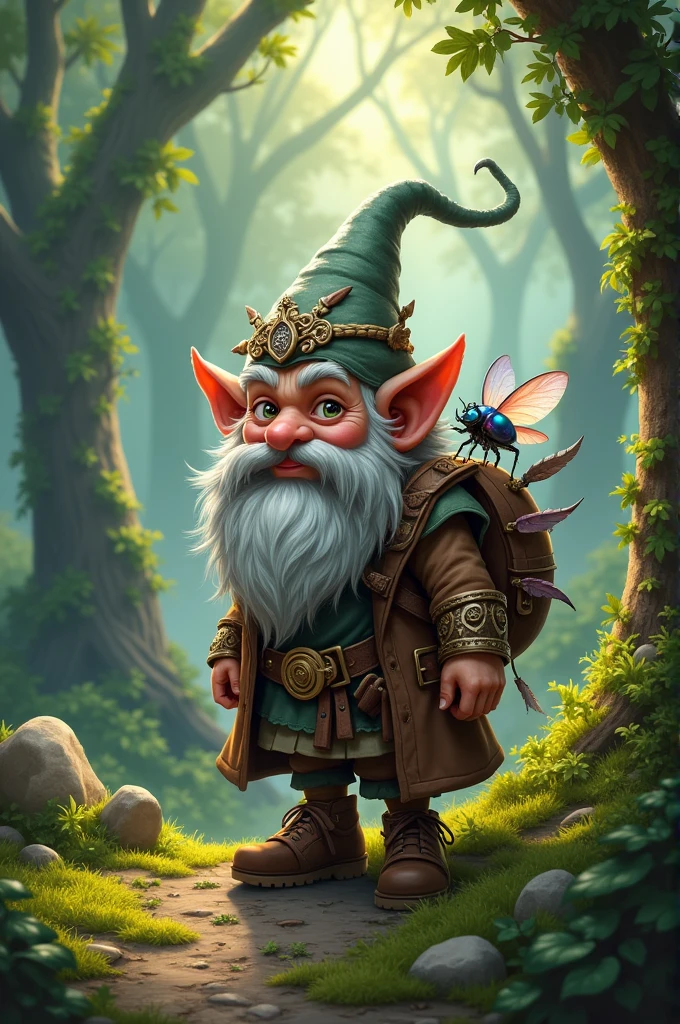 Create a gnome druid named Lenny Graybeard, the beetle that loves to play tricks 