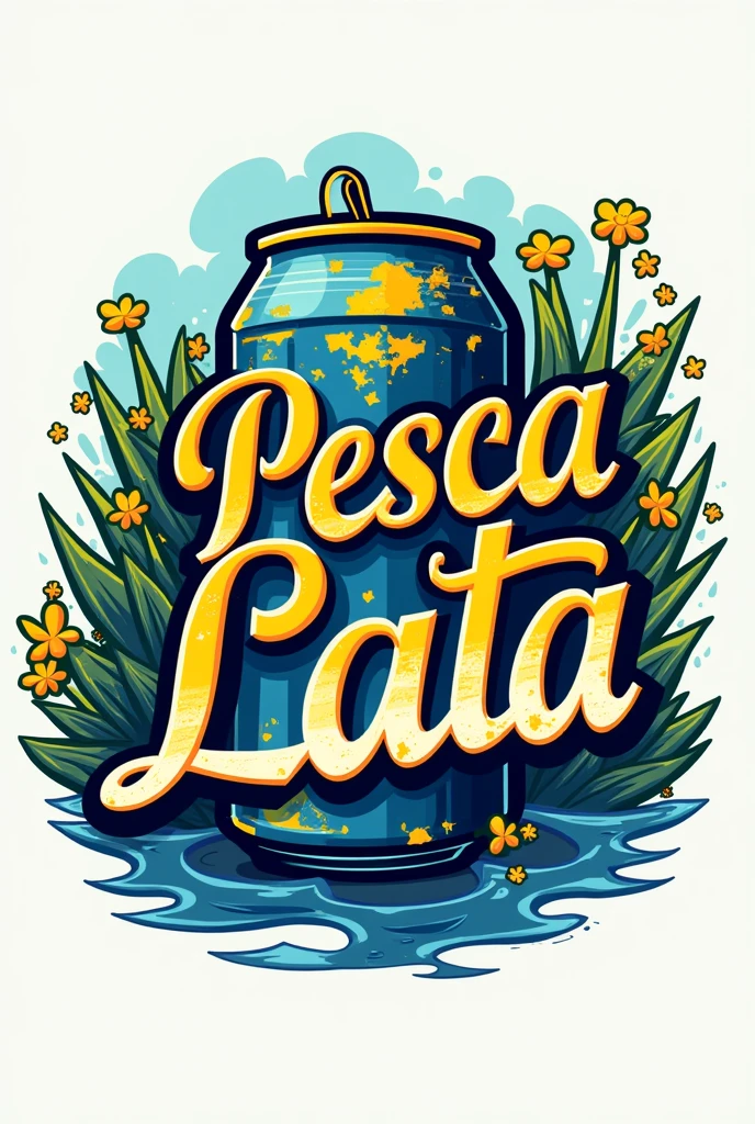 Uma logomarca de uma equipe de pesca com o nome pesca lata 🍺 no estilo brasileiro