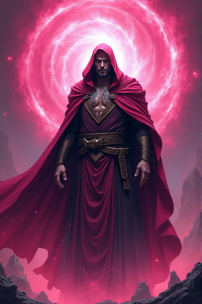 Comic book wizard with pink powers
